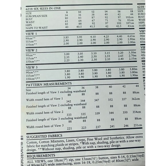 Vintage New Look 6218 Sewing Pattern Womens Skirts Sizes 8-18 uncut 1980s - Picture 3 of 4